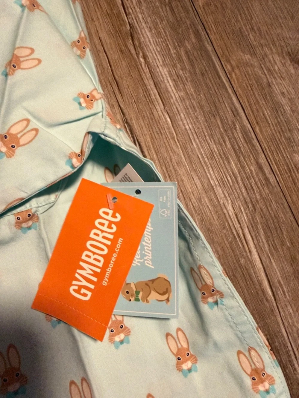 Gymboree Light Blue Button-Down Shirt with Orange Bunny Print